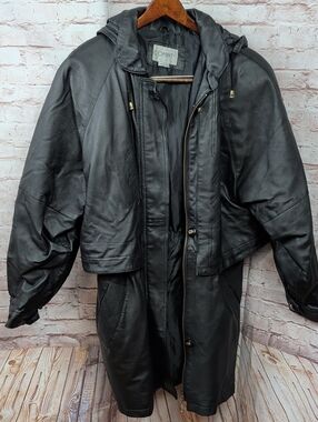 Comint Vintage Hooded Leather Jacket Medium